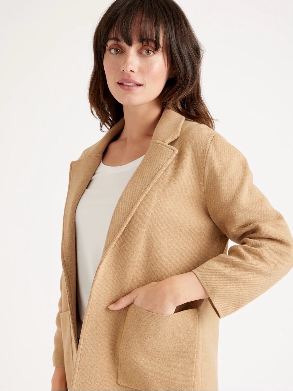 100% Organic Cotton Knit Blazer Size Small (Camel)